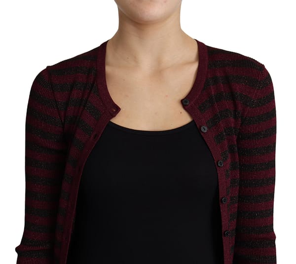 Black red striped viscose cardigan sweater