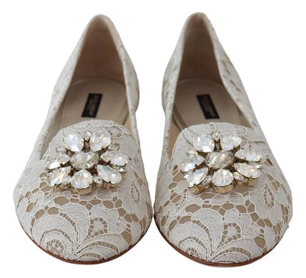 Ballerinas flats white floral lace shoes