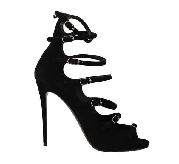 Dolce & gabbana black suede ankle strap heels pumps