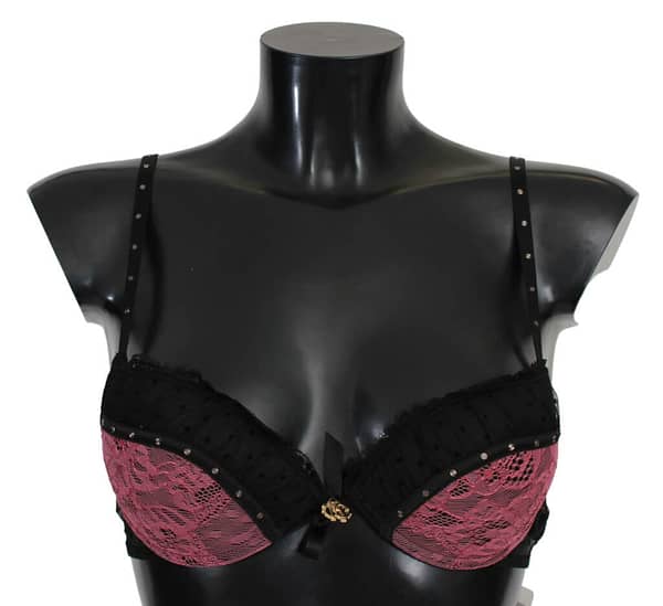 Roberto cavalli black pink lace push up bra underwear