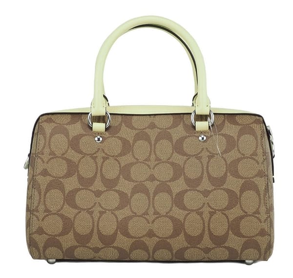 Rowan khaki pale lime signature medium satchel crossbody handbag