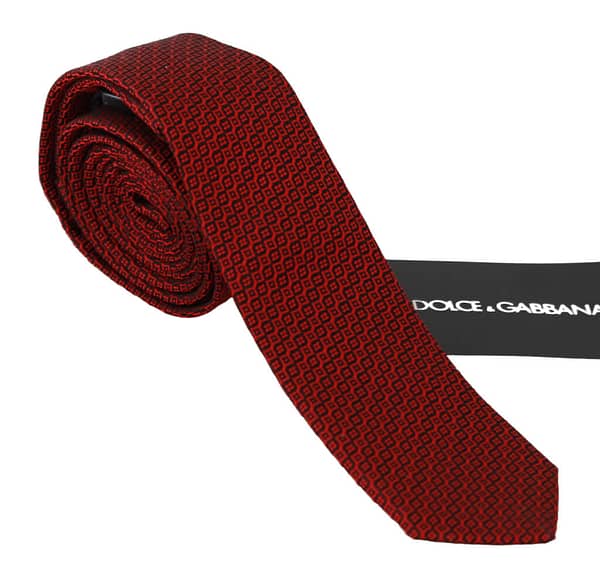 Dolce & gabbana red patterned classic mens slim necktie tie