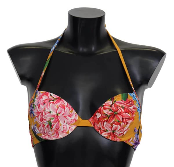 Dolce & gabbana yellow floral print swimsuit beachwear bikini tops