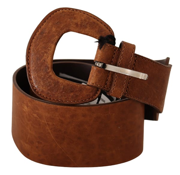 Costume national brown leather fashion waist buckle belt