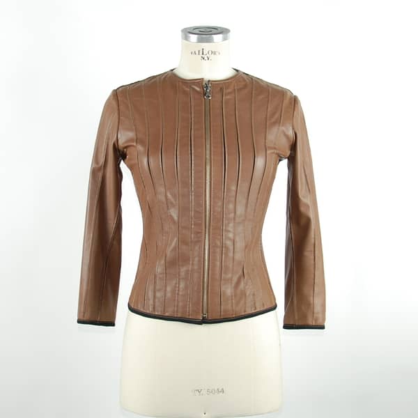 Emilio romanelli brown leather jackets & coat