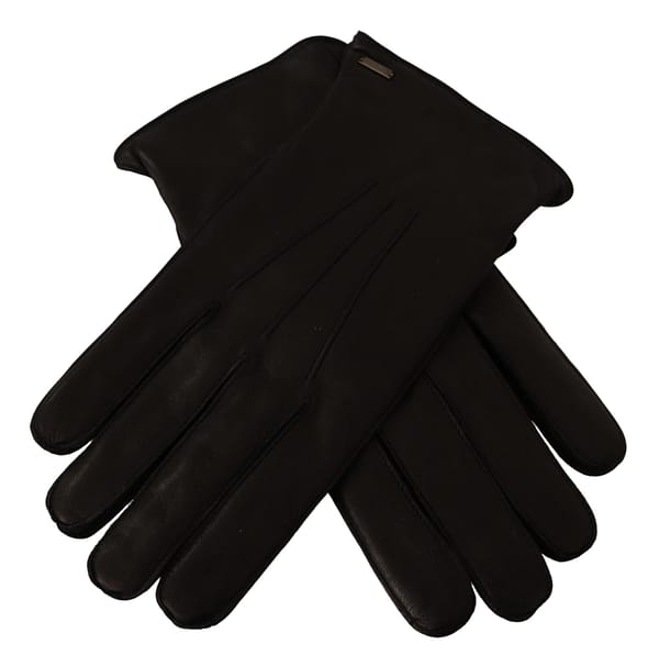 Black leather lamb skin biker gloves