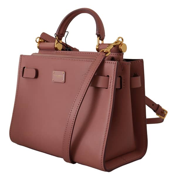 Pink leather small shoulder sicily satchel bag