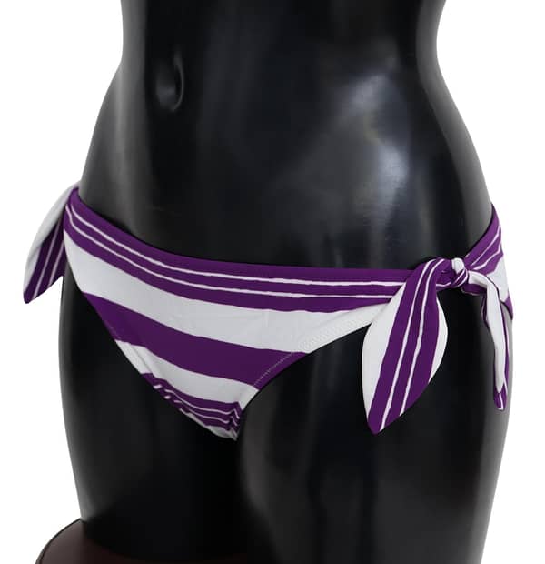 Purple white stripes beachwear bikini bottom