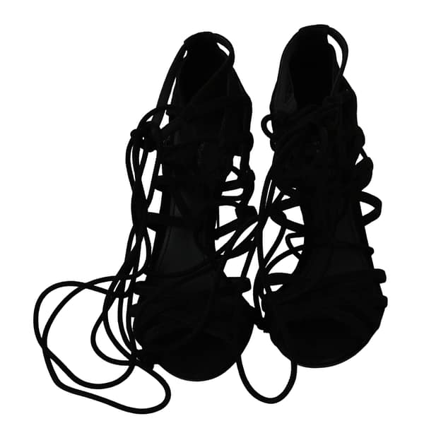 Black suede strap stilettos shoes sandals