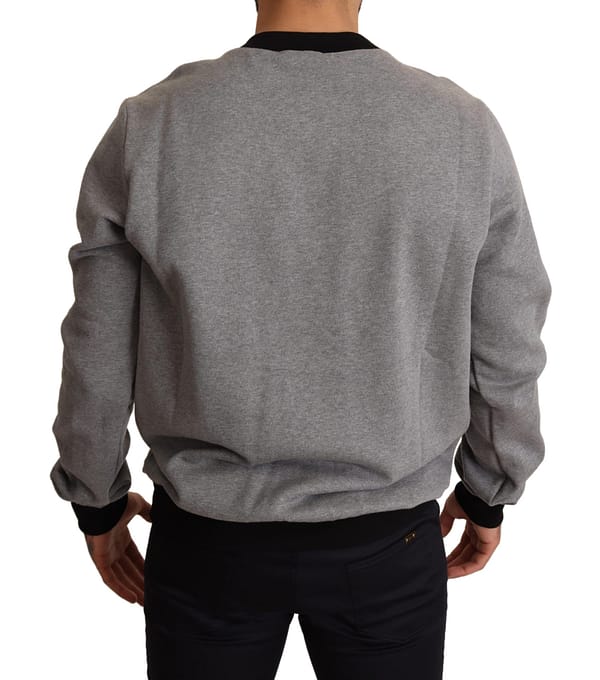 Gray crown king print cotton sweater