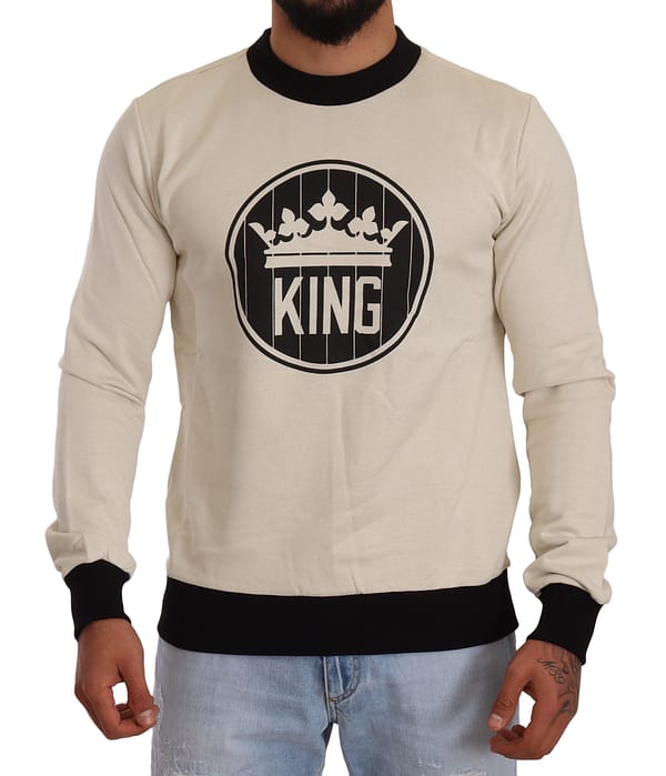 Dolce & gabbana white crown king cotton pullover sweater