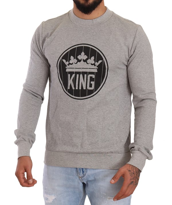 Gray crown king cotton pullover sweater