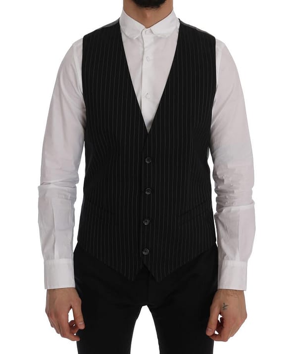 Dolce & gabbana black staff cotton striped vest