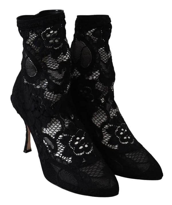 Black taormina lace socks pumps boots