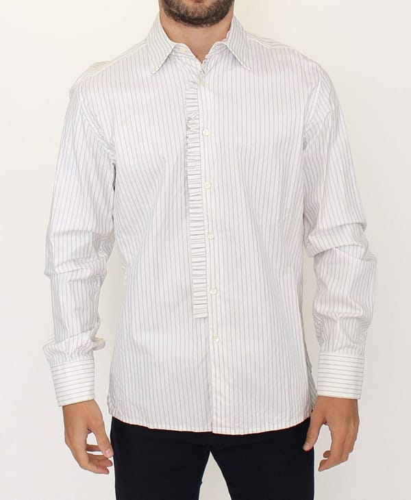 Ermanno scervino white striped cotton formal dress shirt