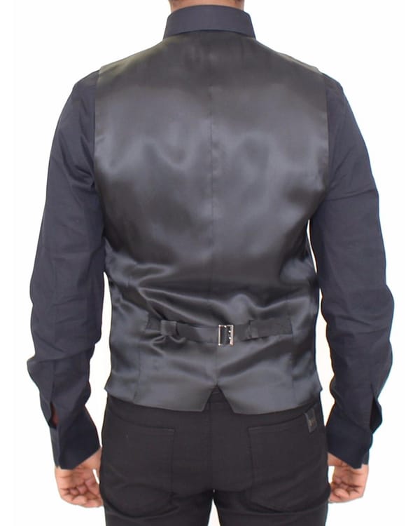 Dolce & gabbana blue wool stretch dress vest blazer