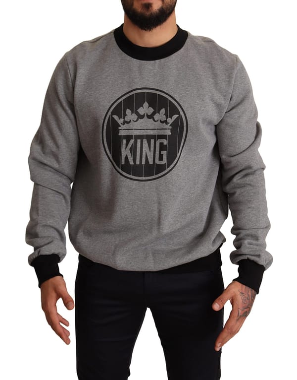 Dolce & gabbana gray crown king print cotton sweater