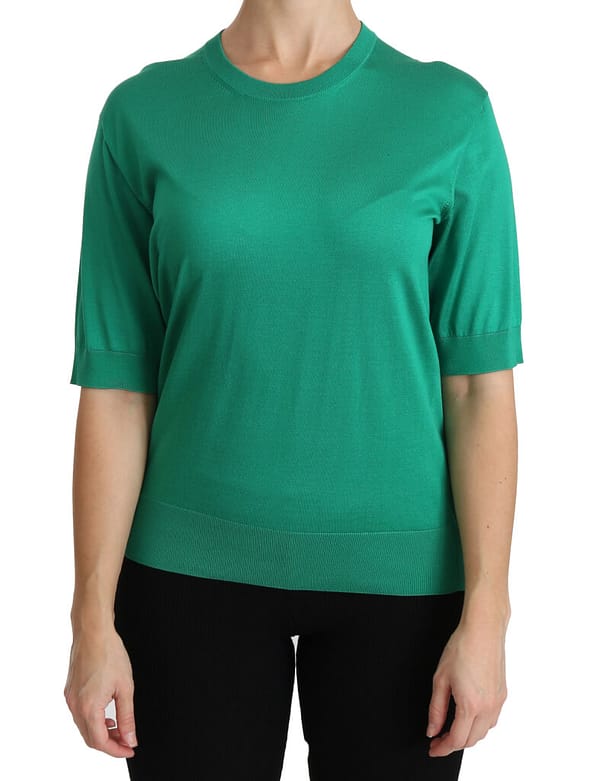 Dolce & gabbana green crewneck short sleeve top blouse