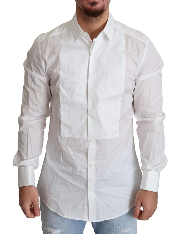 Dolce & gabbana white formal cotton tuxedo dress shirt