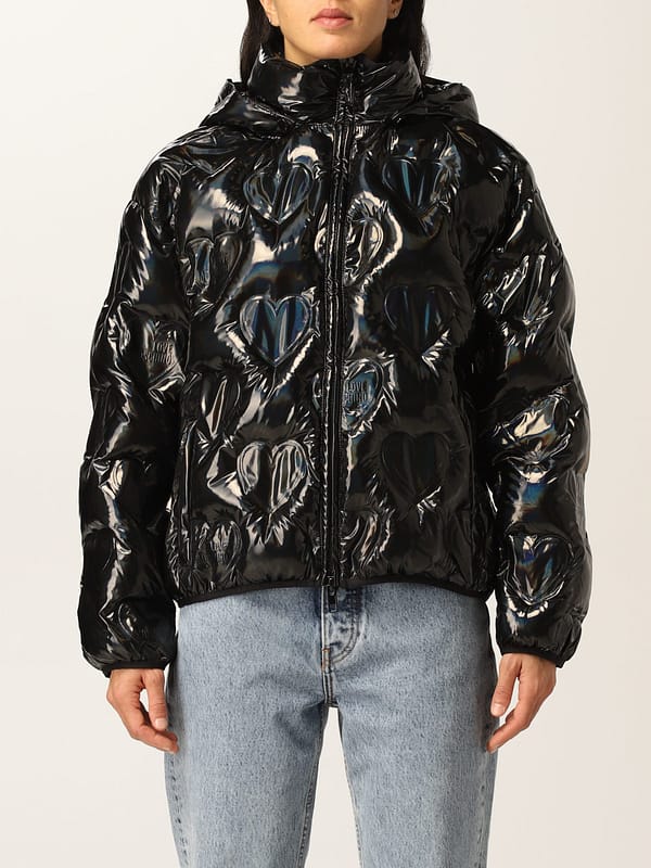 Love moschino black polyester jackets & coat