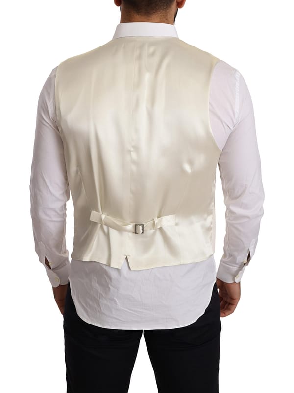 Off white wool double breasted waistcoat