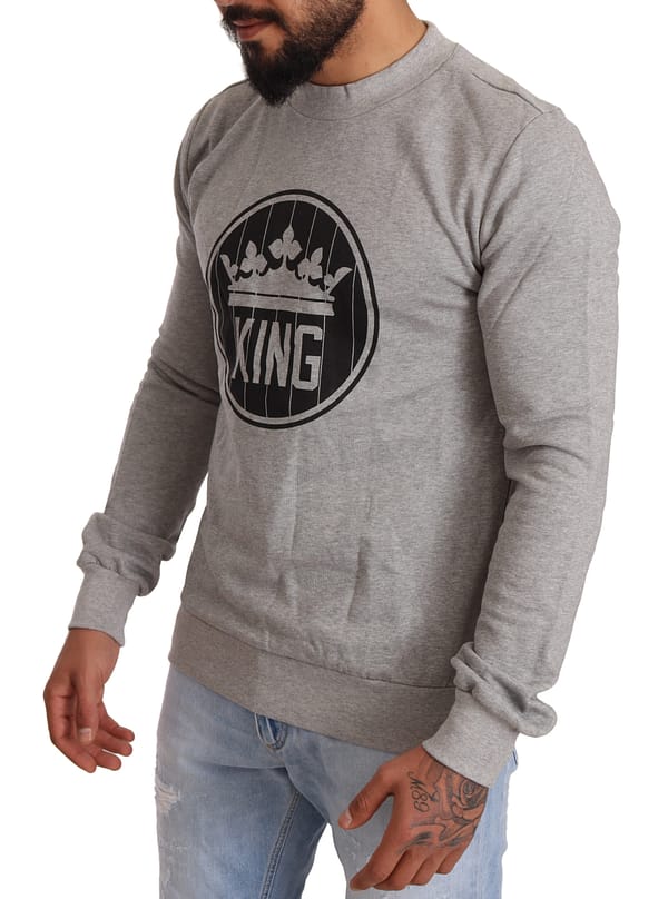 Gray crown king cotton pullover sweater