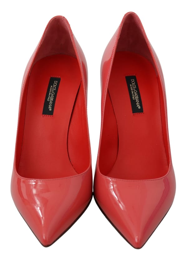 Dark pink patent leather heels pumps