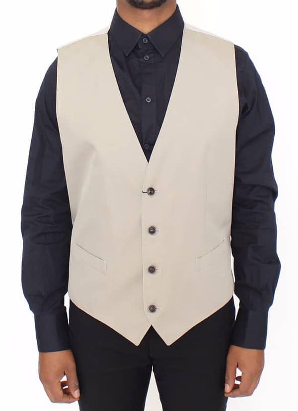 Dolce & gabbana beige cotton silk blend dress vest blazer