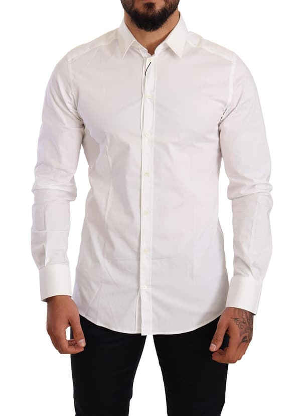 Dolce & gabbana white cotton stretch formal shirt