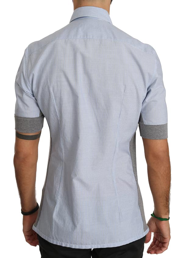 Blue white short sleeve cotton shirt