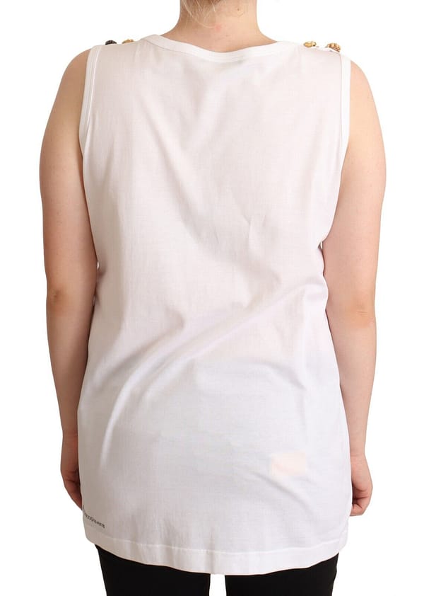 White crystal embellished sleevesless tank top