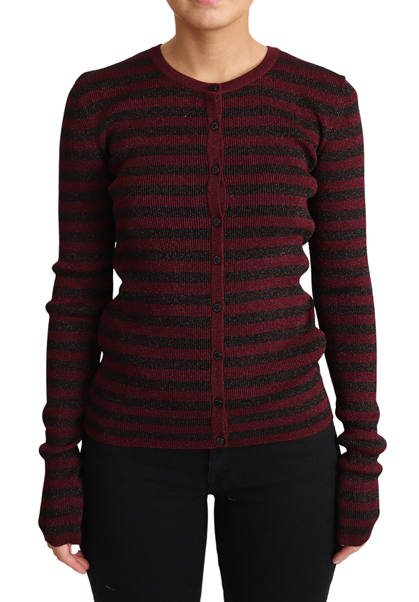 Dolce & gabbana black red striped viscose cardigan sweater
