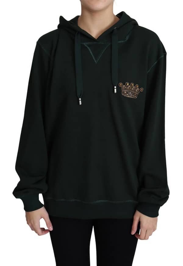 Dolce & gabbana dark green crown embroidery hoodie
