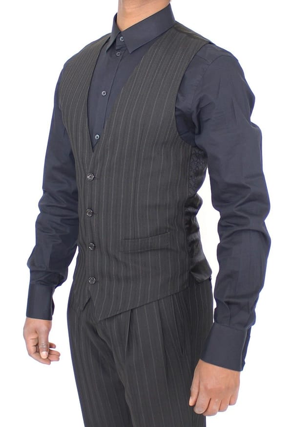 Black striped stretch dress vest gilet