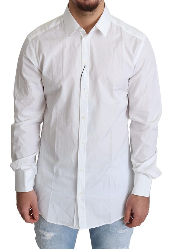 Dolce & gabbana white 100% cotton men dress formal shirt
