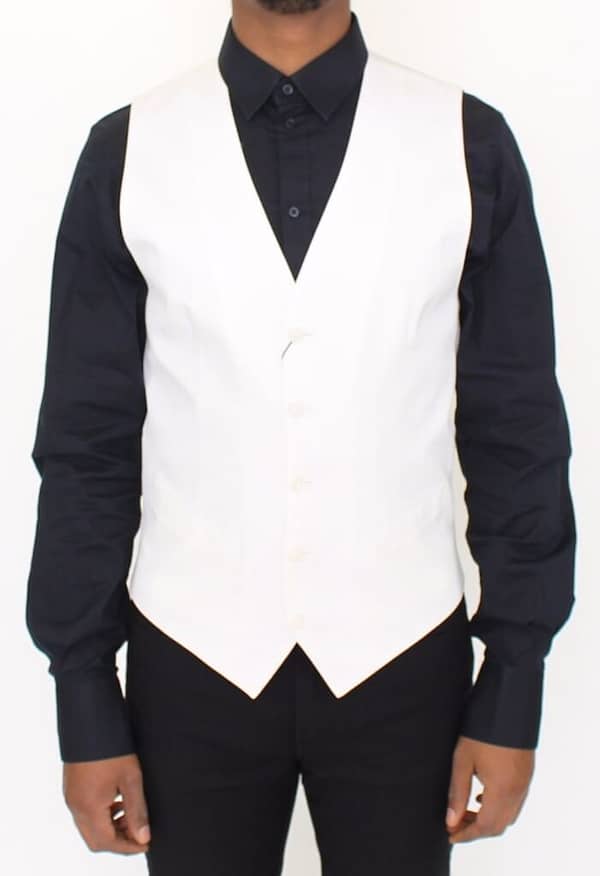 Dolce & gabbana white cotton silk blend dress vest blazer