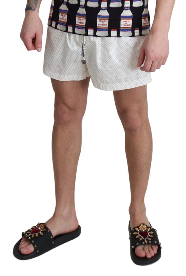 White polka dots beachwear shorts swimwear