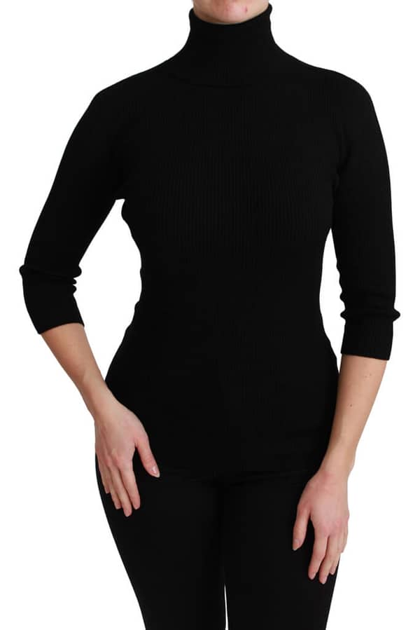 Dolce & gabbana black turtleneck wool pullover sweater