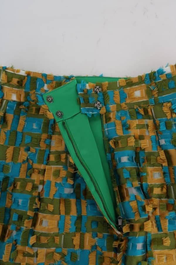 Multicolor jacquard straight pencil skirt
