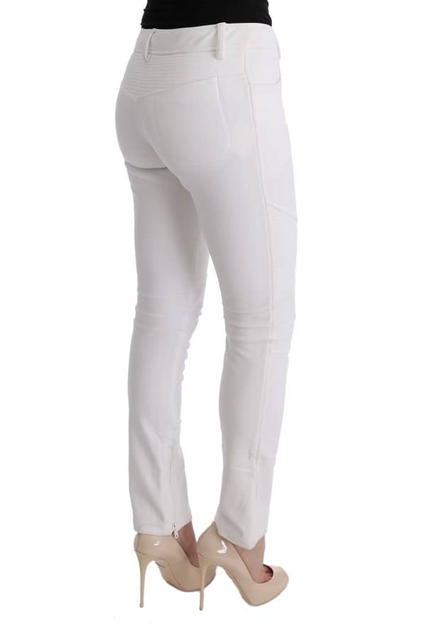 White cotton slim fit casual pants
