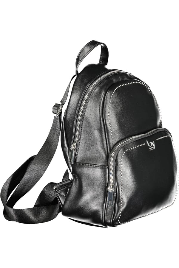 Black polyurethane backpack
