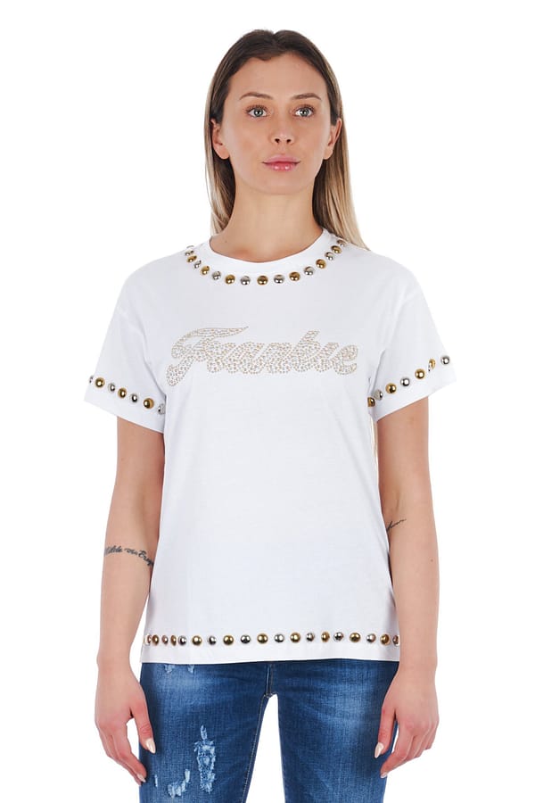 Frankie morello white cotton tops & t-shirt