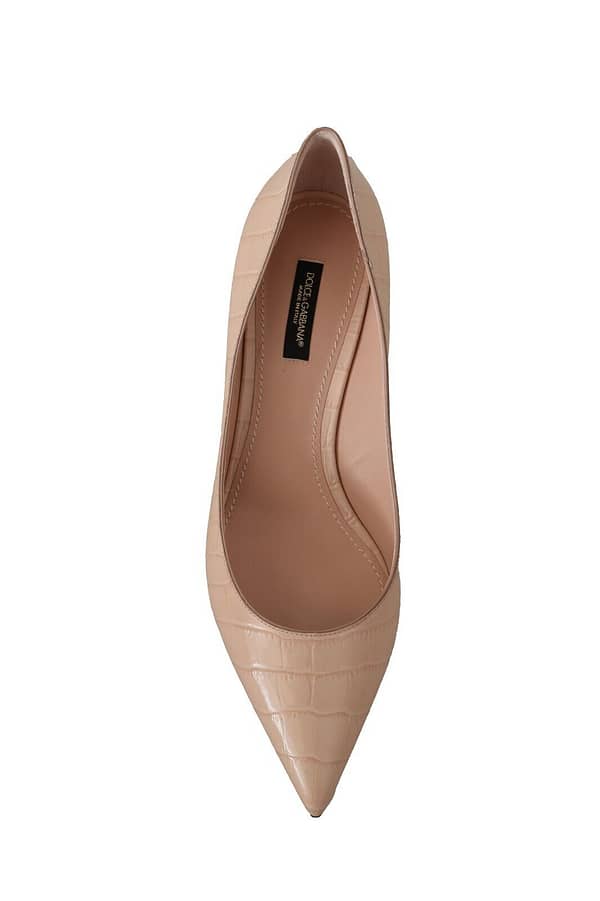 Nude leather pointed heels pumps shoes