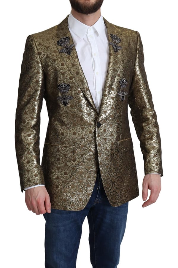 Gold crystal crown bee martini blazer jacket