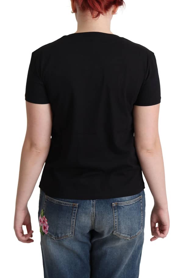 Black cotton sunny milano print t-shirt