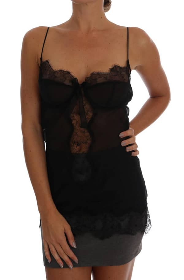 Dolce & gabbana black silk lace chemise lingerie top