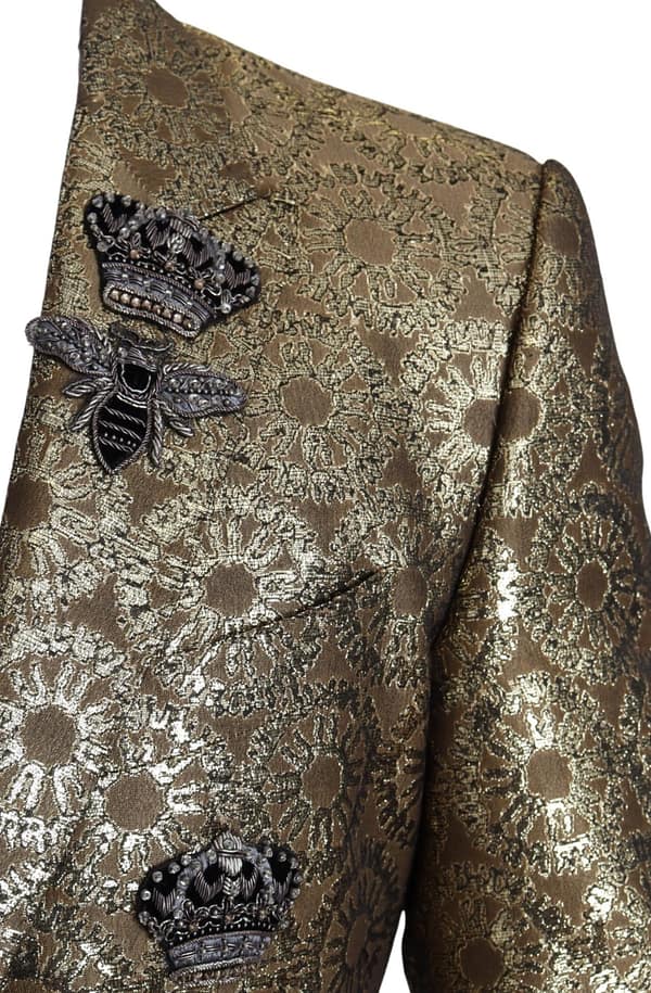 Gold crystal crown bee martini blazer jacket