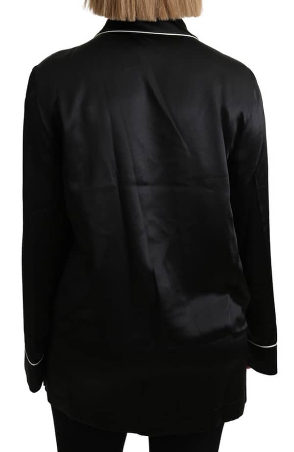 Black shirt silk stretch top blouse