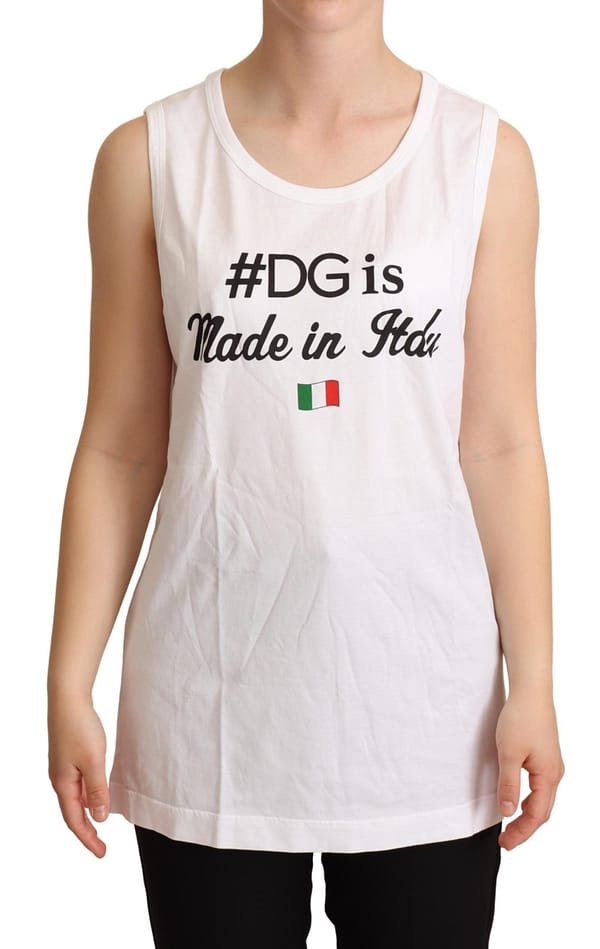 Dolce & gabbana white cotton #dg motive tank top t-shirt