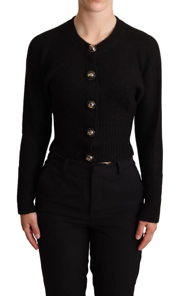 Dolce & gabbana black button embellished cardigan sweater